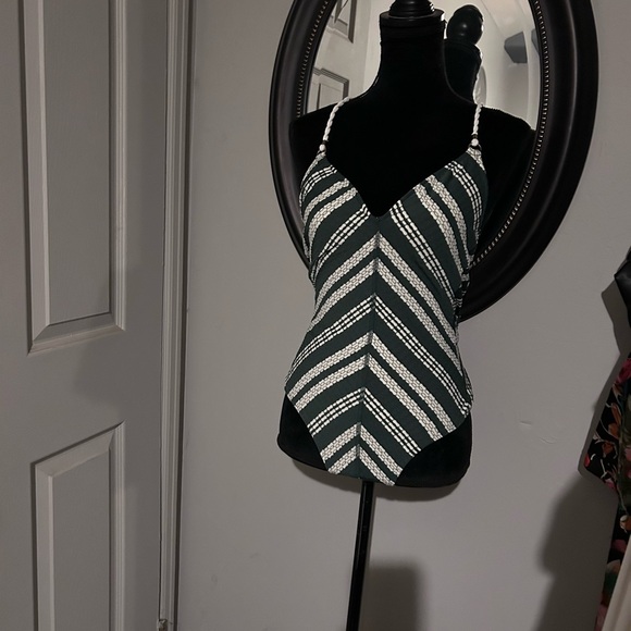 Robin Piccone Green and White Striped Swimsuit - Picture 4 of 5